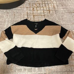 Striped V-neck sweater